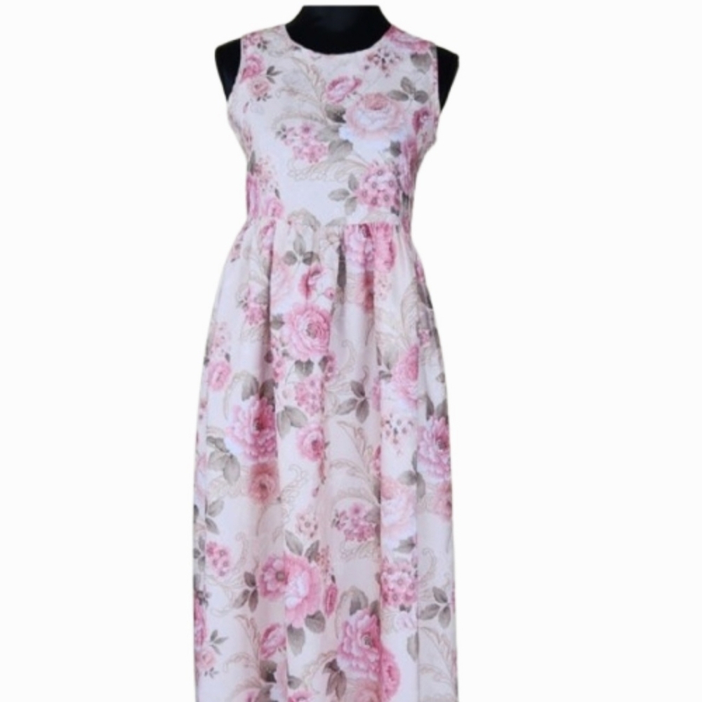 Quality Pink Floral Brocade Sleeveless NADA Midi Summer Dress (EU 52/US L) NWOT